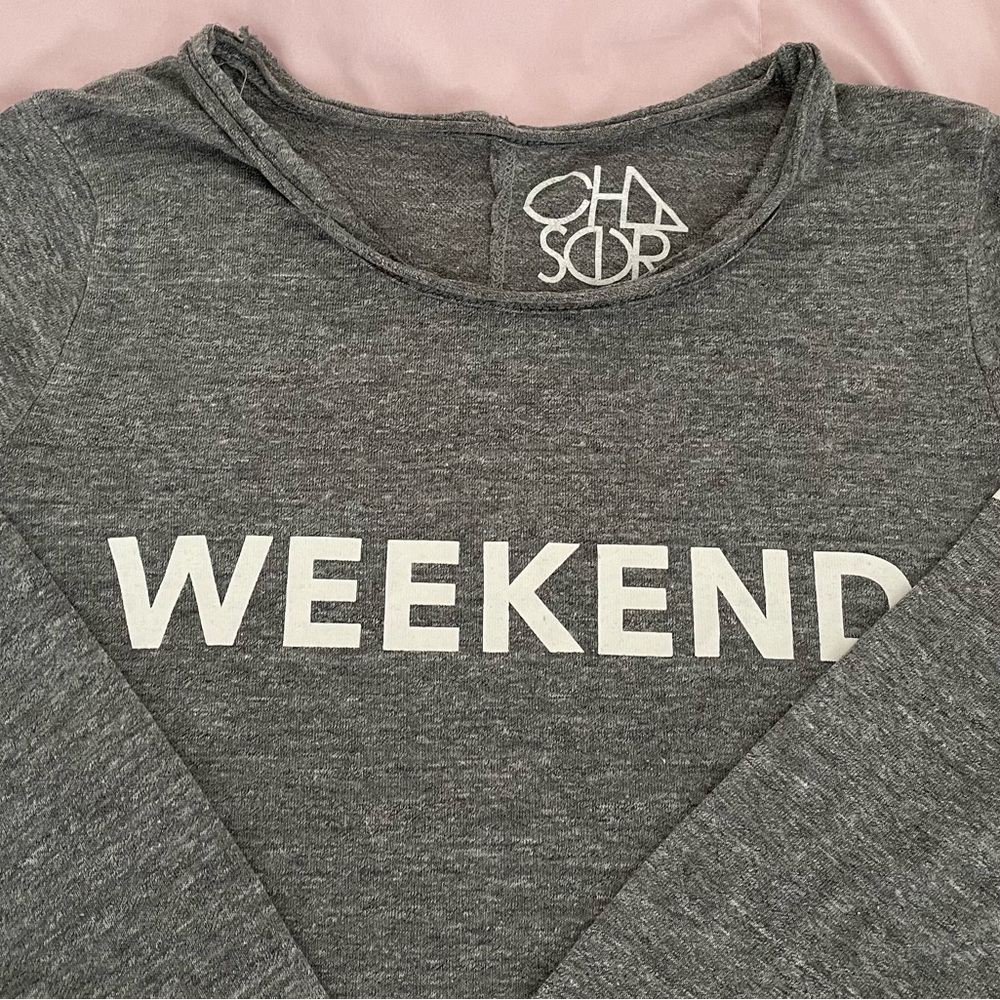 Chaser “Weekend” Gray Application Striped Sleeves… - image 5